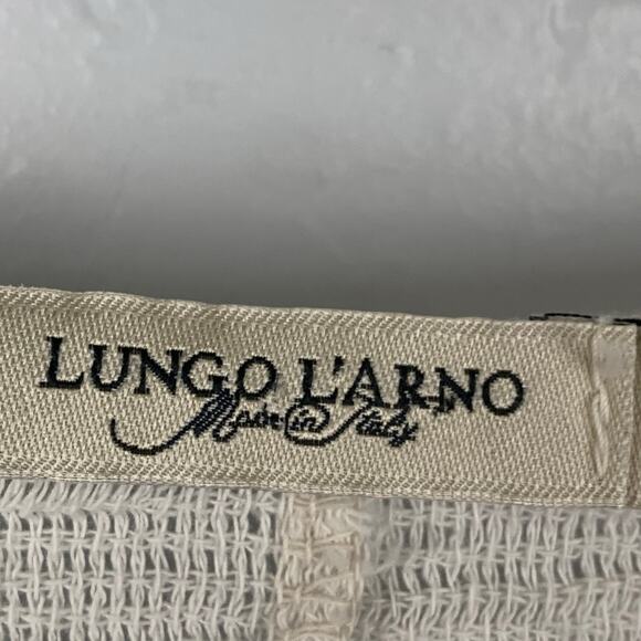 Made in Italy 100% Linen Top Womens Size 3X Cream Blue Floral Flowy Cap Sleeve - Picture 4 of 9